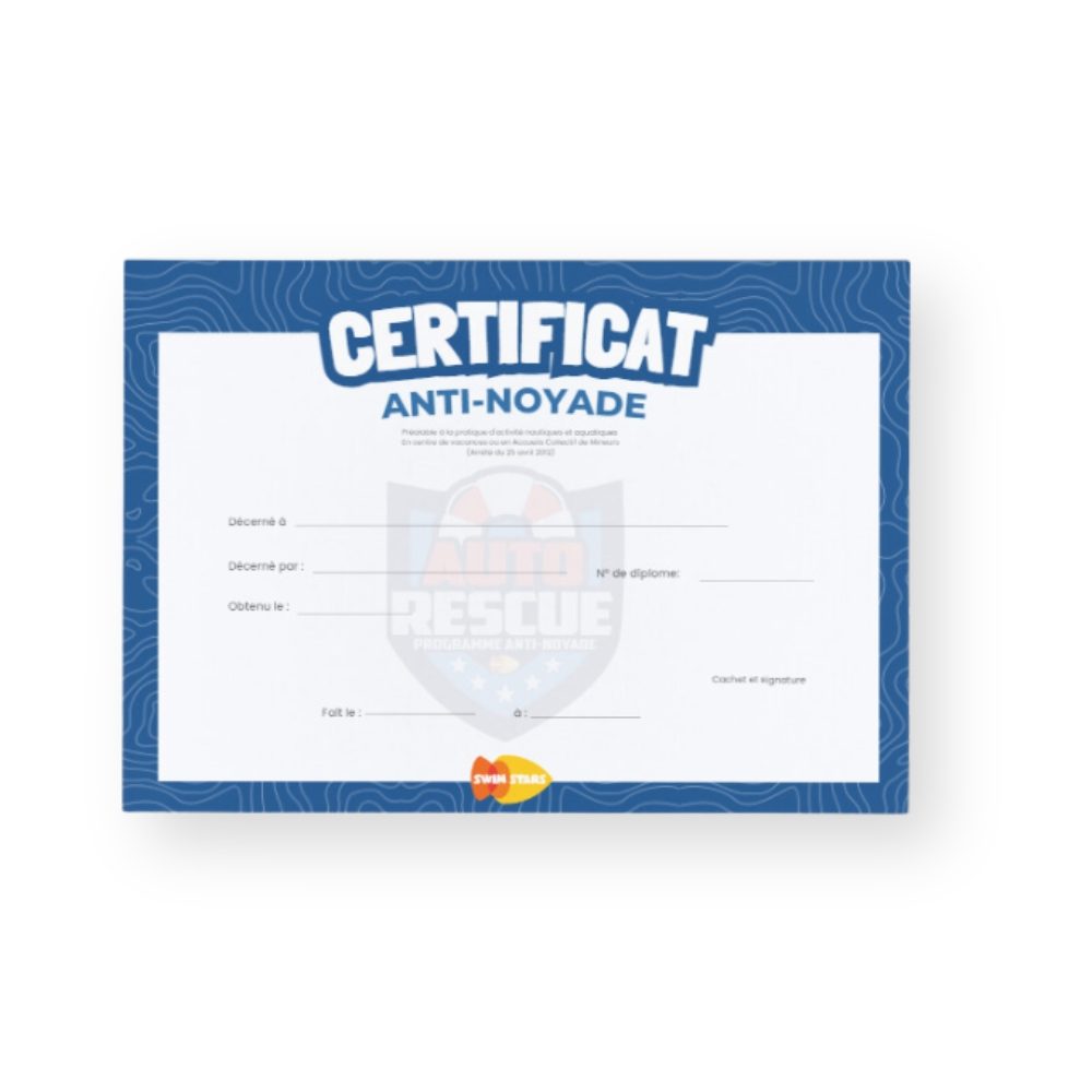 Anti-drowning certificate x250